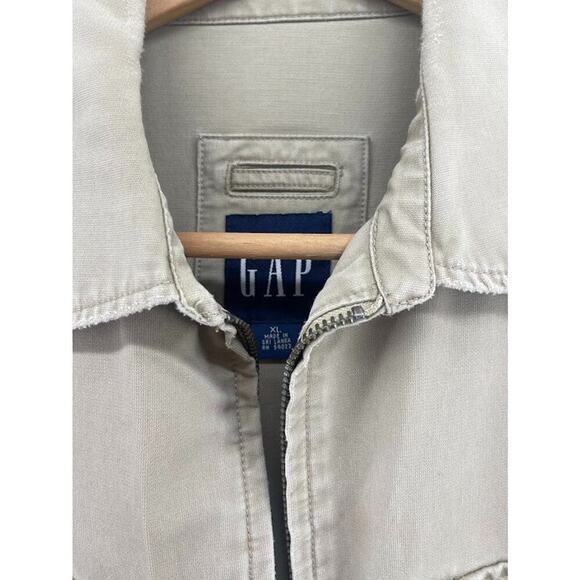 Men's Vintage GAP Canvas Zip up Barn Jacket Khaki Collared Y2K Size XL - Picture 4 of 6